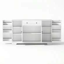 Multifunctional Kitchen Buffet – 138 Cm Sideboard With Drawer, Shelves & Adjustable Shelves – Modern Design With Anti-Tip Device, Ideal For Kitchen, Living Room & Bedroom - 白色 - 查看 8