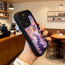 Cubierta de telefono con borde negro diseño de paisaje fantastico con casa de dulces y camino de algodón de azucar para uso diario en cafeterias Aplicable a los teléfonos de la serie Apple y Galaxy - Burdeos - Ver 6