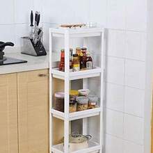 Estante de almacenamiento ancho de cuatro niveles, estante de cocina, estante de almacenamiento móvil, ahorra espacio, fácil de montar y fácil de limpiar, adecuado para baños, aseos, cocinas, habitaciones, balcones, etc. (Blanco 36,1 x 22,8 x 103 cm) - Colores mixtos - Ver 7