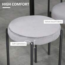 HOMCOM Set Of 4 Stackable Dining Stools, Kitchen Chairs With Velvet-Look Padded Seat, Gray Metal, For Kitchen And Dining Room, 41.5 X 41.5 X | Aosom.De On The Website - 1 - View 4