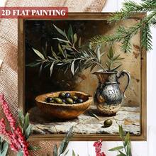 1pc 2D Flat , Country Olive Kitchen Still Life Wooden Sign, 8x8inch Frame Country Pottery Art - Floral Plant Decorative Wall Art Poster, Suitable For Home Office, Farmhouse Decoration, Ideal Housewarming Gift For Family And Friends, Farmhouse Wall Art |   Country Decor |   Natural Wood Surface, Olive Decoration - 彩色 - 查看 13