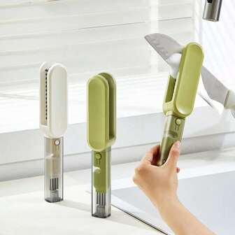 1 st multifunktionell knivrengöringsborste, rengöringsmedel för ätpinnar och bestick, dubbelsidig skrubb för fruktkniv, fogarborste, knivslipare