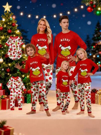 Matching Family Pajamas For Mother And Child - Unique Cotton Sleepwear Set For Family Of Three Homewear Set For Men And Women - Christmas Attire