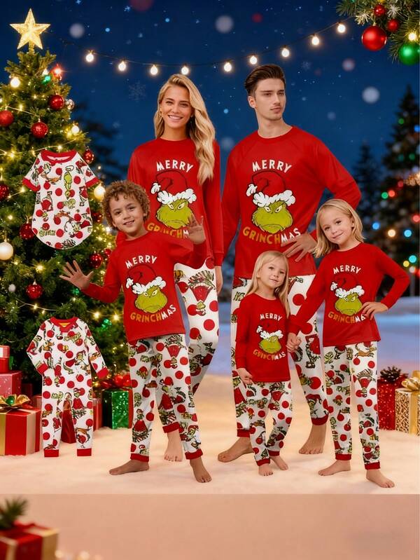 Matching Family Pajamas For Mother And Child - Unique Cotton Sleepwear Set For Family Of Three Homewear Set For Men And Women - Christmas Attire