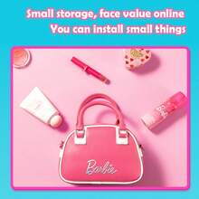 Miniso Barbie Sun Shine Collection Pink Boston Bag, PU Material Fashion Shiny Handbag, Daily Commute Dating Versatile Shoulder Bag(1 PC) - Pink - View 3