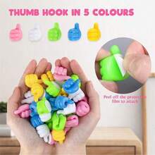 10/20个装卡通手形粘性线缆夹，硅胶充电线整理器，手机和数据线管理挂钩，多功能线缆固定器，家居收纳整理器，非电动线缆整理配件，无需电池 - 彩色 - 查看 5