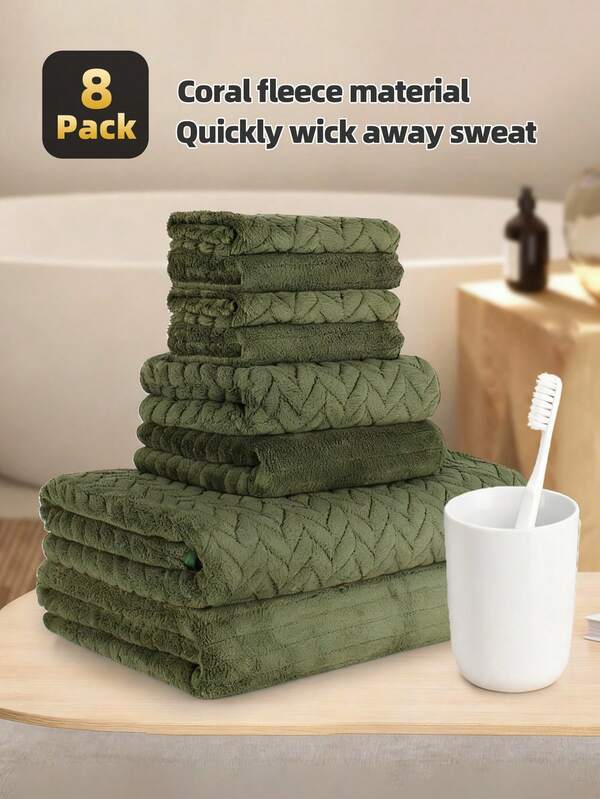 8pcs Luxury Polyester Towel Set [4pcs Handkerchiefs + 2pcs Face Towels + 2pcs Bath Towels] With Starry Sky + Striped Pattern, Absorbent Quick Dry, Soft & Skin-Friendly, Solid Color For All Seasons Use, Ideal For Bathroom, Beauty Salon, Swimming Pool, Beach, Outdoor Sports, Travel, Kitchen, Guests, Halloween, Thanksgiving Gifts, Also Can Be Used As Autumn Decor, Halloween Decor Shower Towels For Beaty Salon, Hotel Sports,Home Essentials, Towel, Skin Care