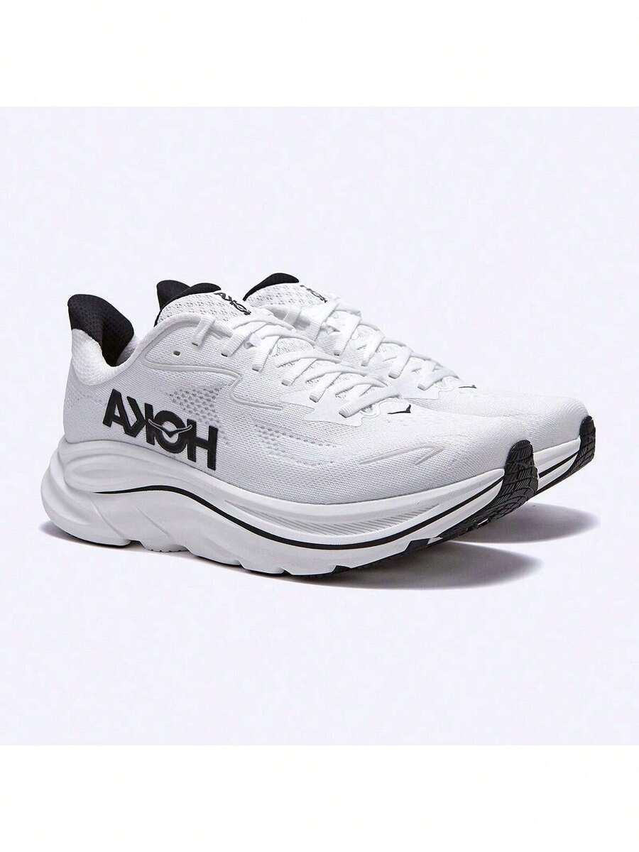 Hoka Clifton 10 White Running Shoes – Lightweight Cushioned Sneakers For Road Running, Everyday Training, Long Distance Comfort (1162030-WBLC) - Đen và trắng - Xem 1