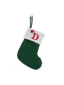 قطعة واحدة جوارب مصنوعة من الأكريليك مطرزة بشجرة وشخصية رجل الزنجبيل،ديكور منزلي لحفلة عيد الميلاد