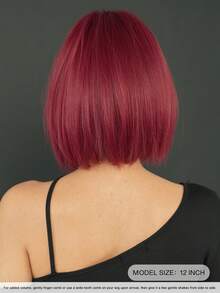 7JHH WIGS 12 Inch Grape Purple Red Bob Wigs For Women - Elegant Short Straight Wig With Bangs Soft Natural Synthetic Heat Resistant Hair Wigs For Daily Wear, School & Music Festivals Celebrations Use. Graduation Gift & Mother's Gift Wig Accessories