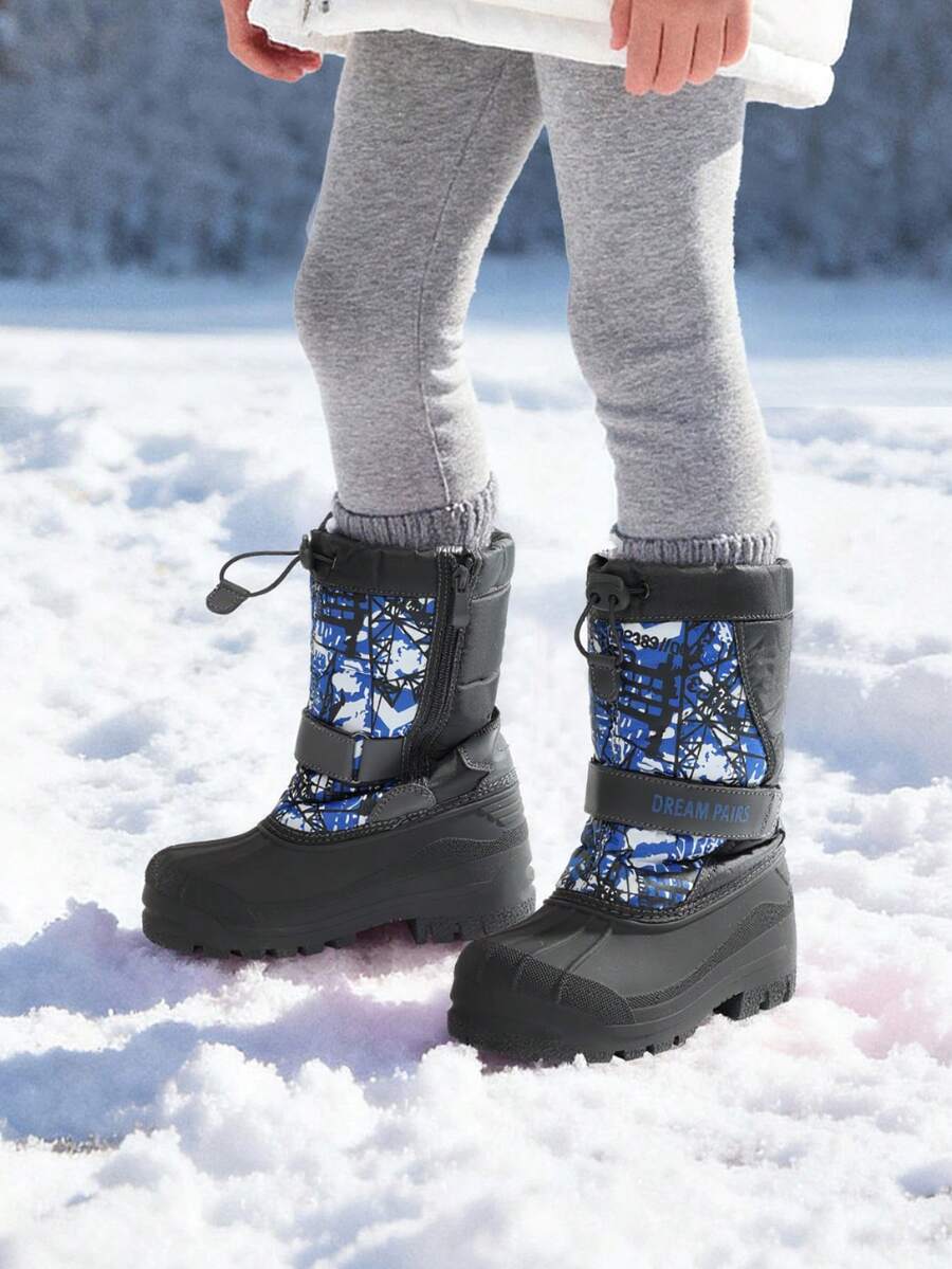 Kids Snow Boots Water-Repellent Mid-Calf Cold Weather Boots For Toddlers To Big Kids - 藏蓝色 - 查看 1