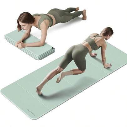 Foldable Fitn Yoga Mat 2/5" 10MM Extra Thick SGS Certified Non-Slip TPE 75x26" Extra Long-Wide Portable And Easy Store For Yoga Pilates Home Gym And Full-Body Workouts