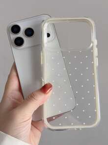 可爱简约波点手机壳，兼容 17 Pro Max、17 Pro、17 Air、17、16、15、14、13、12、11 Pro Max Plus，柔软保护后盖，送给女孩的礼物 - 白色波點 - 查看 3