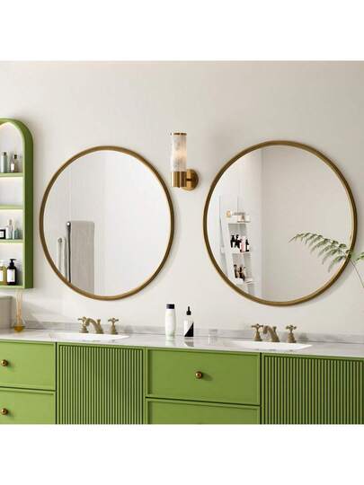 Rectangular Mirror, 61x101CM Bronze Wand Spiegel Metal Frame, Bathroom Bathroom, Living Room, Bedroom ation view 2