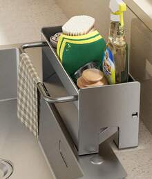 Kitchen Drainer, Sink Sponge Rack, Draining Device, Sink Storage Rack For Steel Wool, Stainless Steel Sponge Storage Rack, Kitchen Utensil And Accessory Storage Rack For The Worktop. - Xám - Xem 2