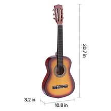 Classical Guitar, 30 Inch, Wood Classical Guitar Starter Kit For Beginners, With Nylon Strings, Gig Bag, Strap, Tuner, Extra Strings, Pick, Capo, Basswood, For Kids Girls Boys Students, Sunburst - 30-inch Sunrise - 查看 10
