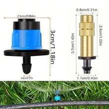 1/4" Adjustable Copper Atomizing Nozzle Drip Irrigation Sprayer 4/7mm Atomizing Micro Sprinkler Garden Cooling Irrigation Equipment For Lawn Vegetables Greenhouse Equipped With A Hole Opener - Multicolor - View 9