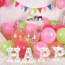 12 Inch Tropical Party Green Pink Balloons, Set Of 31/56/87/122, Green, Rose Red,Aluminum Foil Confetti Balloons, Suitable For Hawaiian Hula Dance Theme, Flamingo Theme Birthday, Babyparty, Wedding Anniversary, Graduation, Baptism Party Decoration - Rose Pink, Light Green, Rose Gold - View 8