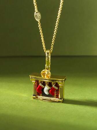 1 st. Moderiktigt Lyxigt Faux Zirkonia Rosett Emalj Öppningsbar Presentask Hänge Halsband För Kvinnor Söta Coola Festsmycken, Lyxiga Accessoarer, Väska, Nyckelring Hänge, Snygg Flickvänspresent, Julklapp