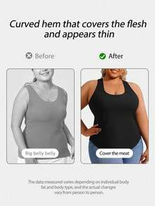 Women's Plus-Size Spring Summer Fall Vest 2-In-1 Vest Comes With Coaster I-Back Rib Casual Sports Base Yoga Vest - 黑色 - 查看 4