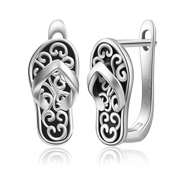 1 pièce Boucles d'oreilles vintage en argent 925 à motif floral en arête de poisson, convient pour un usage quotidien, les fêtes, les déplacements et en cadeau pour les femmes