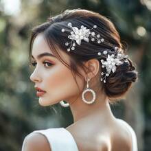 1pc Elegant Handmade Faux Pearl Flower U-Shaped Hair Clip, Versatile Bridal Hair Accessory Set Valentine's Day Accessories