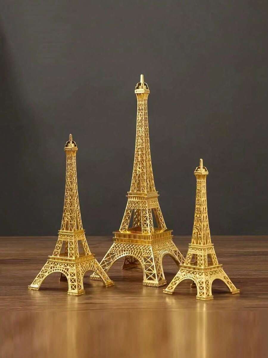 1pc Gold Color Paris Eiffel Tower Model, Creative Ornament For Window Display, Metal Craft Suitable For Home And Office Decor, Birthday, Mother's Day, Lightweight And Fade-Resistant, Available In Multiple Sizes