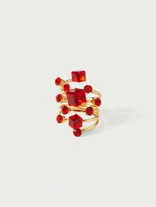 Glisma Rhinestone Decor Wrap Ring - Red - View 2
