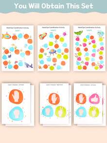 3Levels Of Hand-Eye Coordination Activity Cards, Bilateral Brain Coordination Activity For Kids Exercise To Boost Motor Skills, Hand Eye Coordination Game, School Supplies - Color - View 7