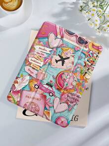 粉色绘画旅行款兼容iPad保护套，兼容iPad 9.7/10.2/10.5/10.9/12.9/Pro 11（第十代）、Galaxy Tab S6 Lite 10.4、Kindle Paperwhite（第十二代，2024年）、Kindle（第十一代，2022年），柔软防震，智能支架/自动唤醒/睡眠功能 - 彩色 - 查看 3