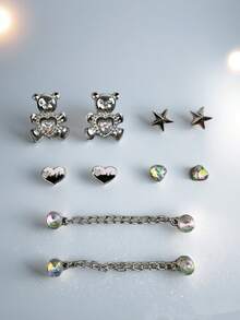 10件/套可拆卸ABS配件，饰有仿珍珠和水钻，心形和花朵造型，适用于DIY木屐、凉鞋和花园鞋，非常适合情人节和手工制作。