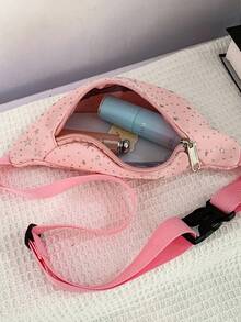 1个女童星形尼龙轻便拉链腰包，时尚腰包，适合秋冬季日常穿着