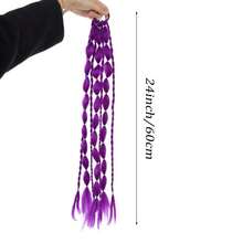 1 pezzo Parrucca lunga con coda di cavallo a bolle viola, per donne, 24 pollici, acconciatura protettiva, adatta per Ognissanti, Natale, Capodanno, Carnevale, festival musicali, capelli dritti e soffici con coda di cavallo a lanterna, coda di cavallo circolare - Multicolore - Visualizzare 5