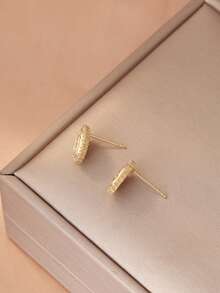 1 Pair Classic Vintage Style Virgin Mary Sparkling Cubic Zirconia Stud Earrings, Gold Plated, Suitable For Women's Engagement/Wedding Decoration, Casual Daily Wear