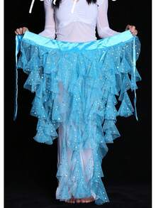 1件装女士肚皮舞臀巾裙，带流苏下摆和腰带，波浪裙 - 彩色 - 查看 18