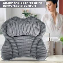 4D Air Mesh Bathtub Pillow, Ergonomic Soft Bath Cushion For Head Neck Support, Machine Washable Quick Dry Bathroom Spa Pillow - Grey - View 6