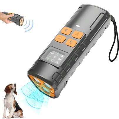 High-Power Ultrasonic Bark Suppressor With LCD Screen Multi-Function Display, Adjustable White Light Flashing In Multiple Levels, Suitable For Cats And Dogs.