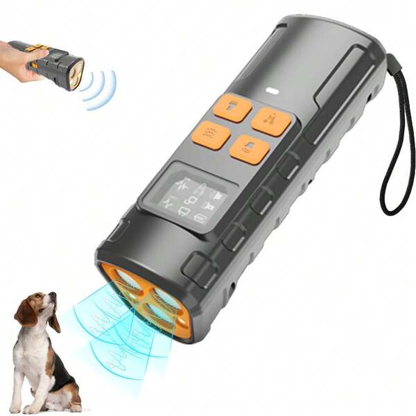 High-Power Ultrasonic Bark Suppressor With LCD Screen Multi-Function Display, Adjustable White Light Flashing In Multiple Levels, Suitable For Cats And Dogs.