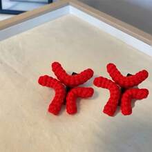 3个可爱生气表情女士发夹 - 趣味卡通鸭嘴发夹，纯色，适合所有12个月的简约时尚配饰，可爱发饰，俏皮设计，耐用发夹，红黑编织马尾辫造型发夹，辫子，韩式发型，发夹，生气钩针发夹，趣味单品，情绪发夹 - 彩色 - 查看 5