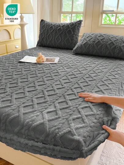 1 pieza Sábana ajustable, Ropa de cama, Cubrecama, Sábana, Protector de colchón, Sábana ajustable de unicolor, Protector de colchón cálido y acogedor, Textil para el hogar de estilo sencillo, Cubrecama suave y antipilling, Sábana de cama amigable con la piel, No incluye almohada ni funda de almohada, Decoración del hogar, Se ajusta a todos los tamaños de camas