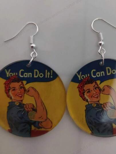 Men's Bold Fashion Acrylic Round Earrings - Retro Punk Hip Hop Style