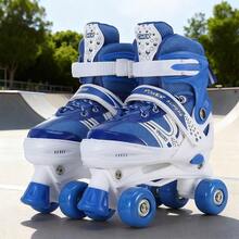 Patines profesionales para niños y principiantes con freno y tamaño de pie ajustables Patines para niños aptos para niñas y niños con ruedas iluminadas tenis para niña zapatos para niña - Azul - Ver 8