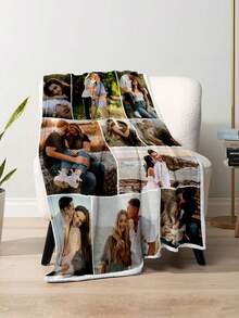 1pc Custom Photo, Customized Flannel With Photos And Text, Bedding, Personalized Throws, Best Friend, Cozy, Family Gift, Wedding Gift, Christmas Gift, Birthday Gift, Gift For Her, Gift For Pet, Mother's Day Gift, Anniversary Gift, Thoughtful Gift, Memory Blanket - Style 4 - View 3