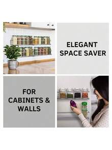 1个黑色铁艺调料架，厨房浴室收纳整理架，无需钻孔、胶水或螺丝，节省空间，适用于橱柜门/墙壁，专为橱柜、抽屉和厨房设计，坚固耐用，可容纳6-8瓶/罐调料，最大承重10公斤，适用于厨房、浴室和节日装饰（圣诞节和复活节）。 - 彩色 - 查看 11