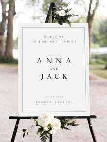 Photo Wedding Welcome Sign, Minimalist Wedding Welcome Board, Modern Wedding Sign, Wedding Welcome Plaque, Photo Welcome Board - Multicolor - View 2