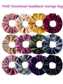 2 in 1 Fascia per capelli in velluto con tasca nascosta, accessorio per capelli multifunzionale per riporre contanti e piccoli oggetti, fascia elastica con cerniera e scomparto segreto per chiavi, regalo di Natale, regalo di Capodanno - Multicolore - Visualizzare 7