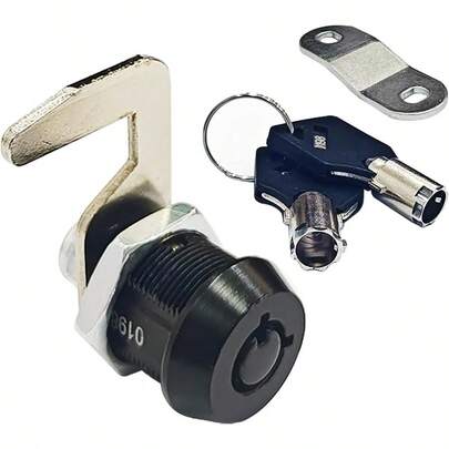 1 Pack Black Toolbox Locks With Keys 5/8 Inch Tubular Cam Lock Keyed Alike Zinc Alloy Cabinet Lock Hook Cam Drawers Locks
