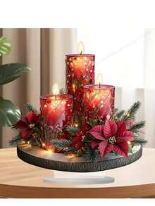 2D Acrylic Crystal Christmas Candle With Light Catcher Base - Ideal For Home, Office And Bookstore Decor | Stunning Holiday Tabletop Display | Perfect Christmas Gift