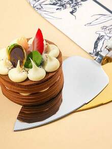 Custom Stainless Steel Cake Knife, Ceramic Pearl Handle Cake Cutter Set, Stainless Steel Round Blade, Chopping Shovel, Anniversary Christmas Gift 2 Pieces Set, Suitable For Weddings, Birthdays, Anniversaries, Graduations, Bachelorette Parties, Wedding Souvenirs - Multicolor - View 6