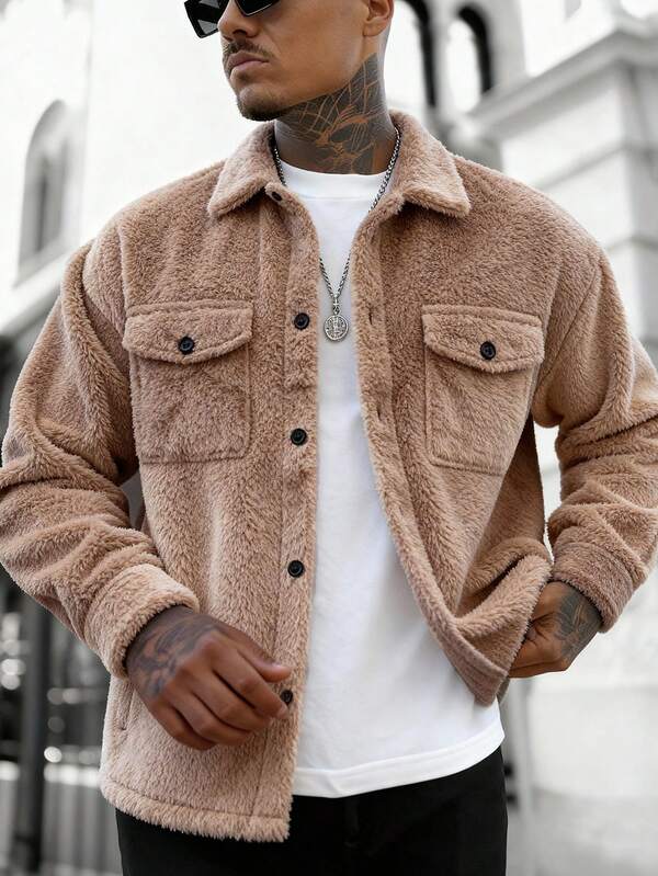 Chaqueta de forro polar de moda para hombres, ropa exterior casual adecuada para el invierno y el uso diario de los hombres